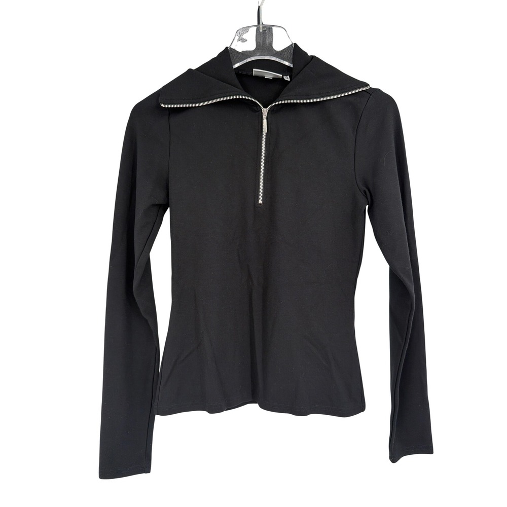 Gestuz MalbaGZ Zipper Rollneck Black Quarter Zip Long Sleeve Top 10905890 XS - Picture 2 of 7